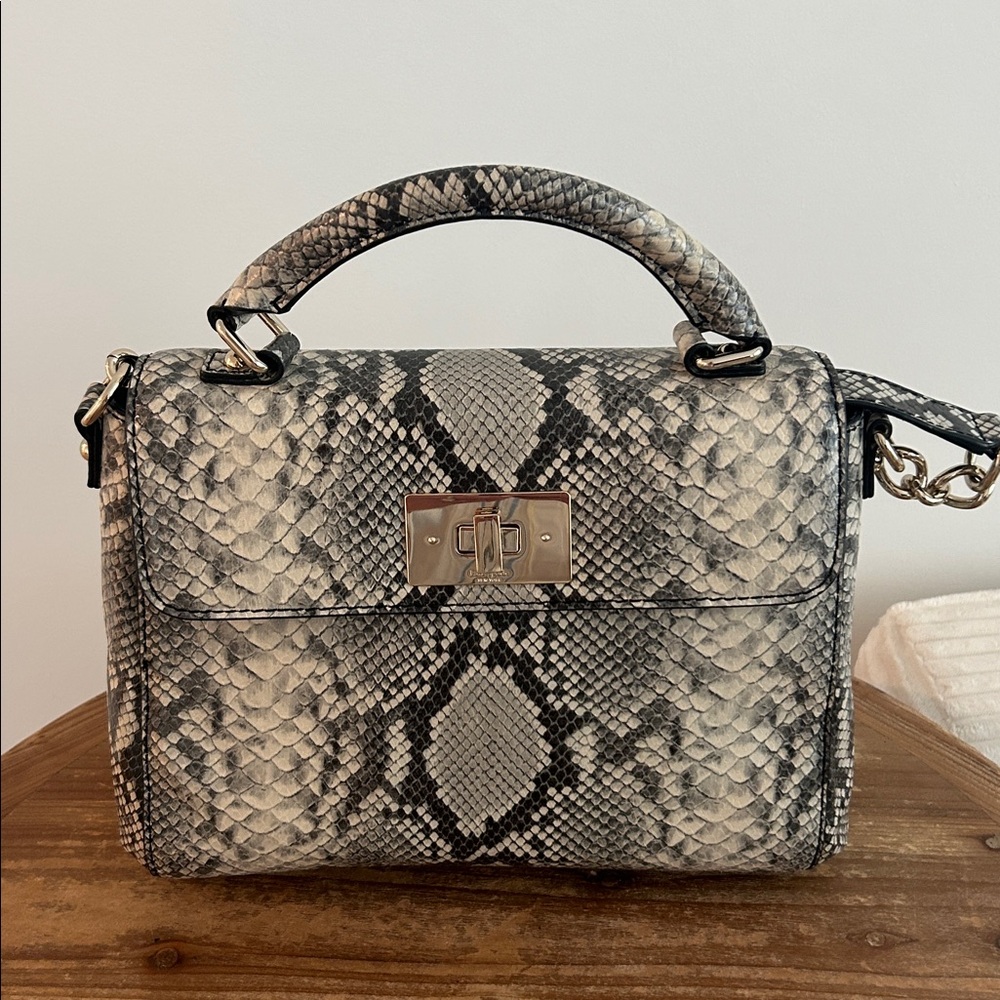 kate spade Little Nadine Gray and Black Snake embossed handbag
